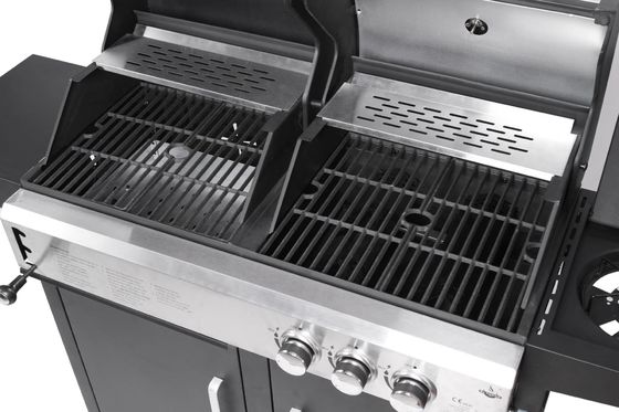 4 Burner Cooking Grill Gas and Charcoal Grill Trolley BBQ Smoker Combo for Outdoor