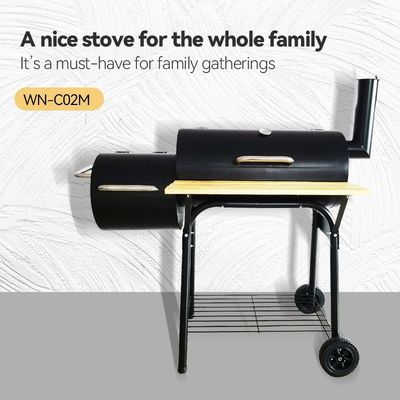 Chrome Plated Customizable Trolley Double Oven Drawer Charcoal Pellet Rotisserie BBQ Grill