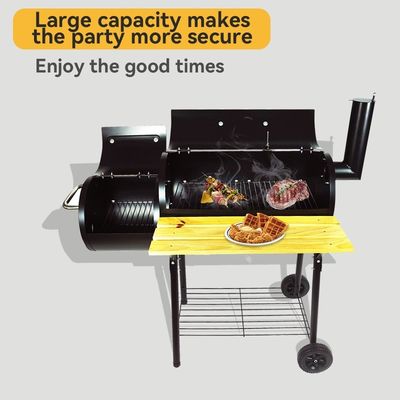 Chrome Plated Customizable Trolley Double Oven Drawer Charcoal Pellet Rotisserie BBQ Grill