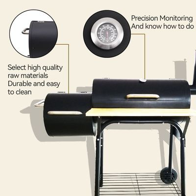 Chrome Plated Customizable Trolley Double Oven Drawer Charcoal Pellet Rotisserie BBQ Grill
