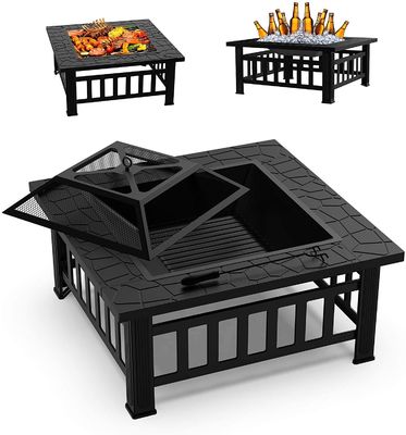 Outdoor Heating Square Fire Pit 32 Inch for Patio Backyard Garden High Satisfaction