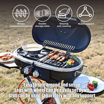 Portable Foldable Gas Electronic Camping Outdoor Barbecue BBQ Gas Grills with Trolley