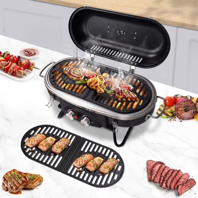 Easily Assembled 2 Burner Propane BBQ Gas Grill with Rotisserie Natural Gas Type