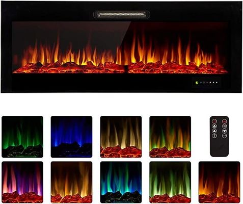 Area Heated 60 inch Electric Fire Place 3D Realistic LED Flame 9 Flame Colors Wall Insert