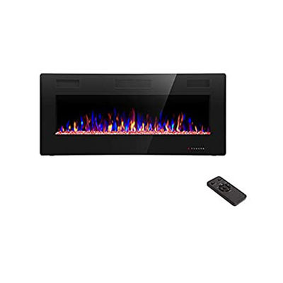 60 inch Electric Fireplace Insert Heater Metal Glass Construction with 9 Colors Flame