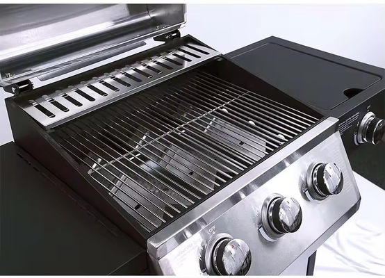 Outdoor Stainless Steel BBQ Gas Grills with 10000BTU*4 Burners and Side Table