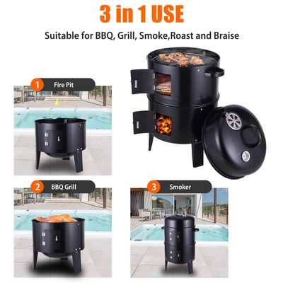 Outdoor Kitchen Trolley Barbecue with 4 Burners Gas BBQ Grill and Flame Safety Device